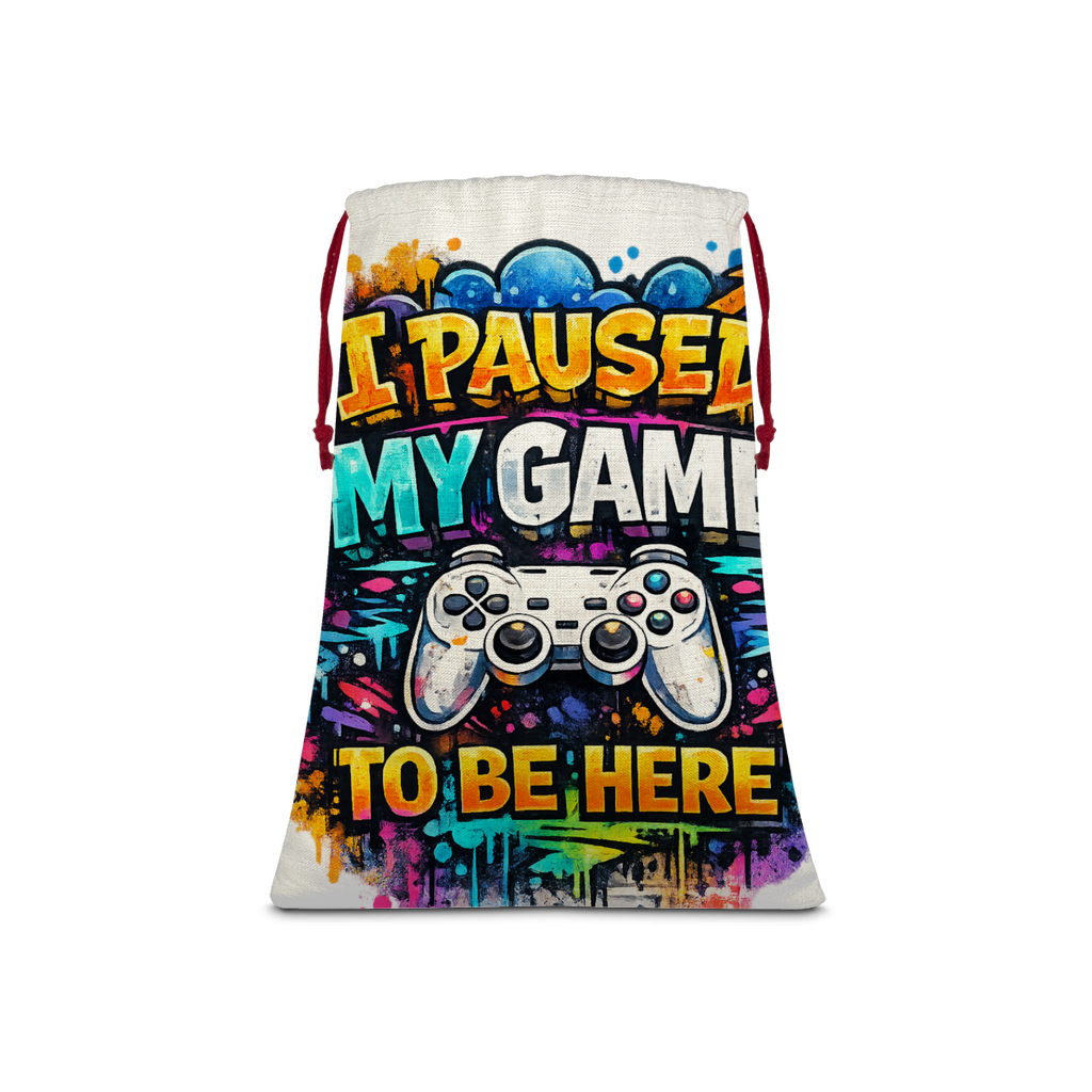 I paused my game Sublimation Linen Drawstring Sack