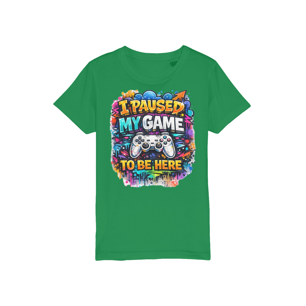 I Paused My Game Kids T-Shirt for Young Gamers - Organic Jersey