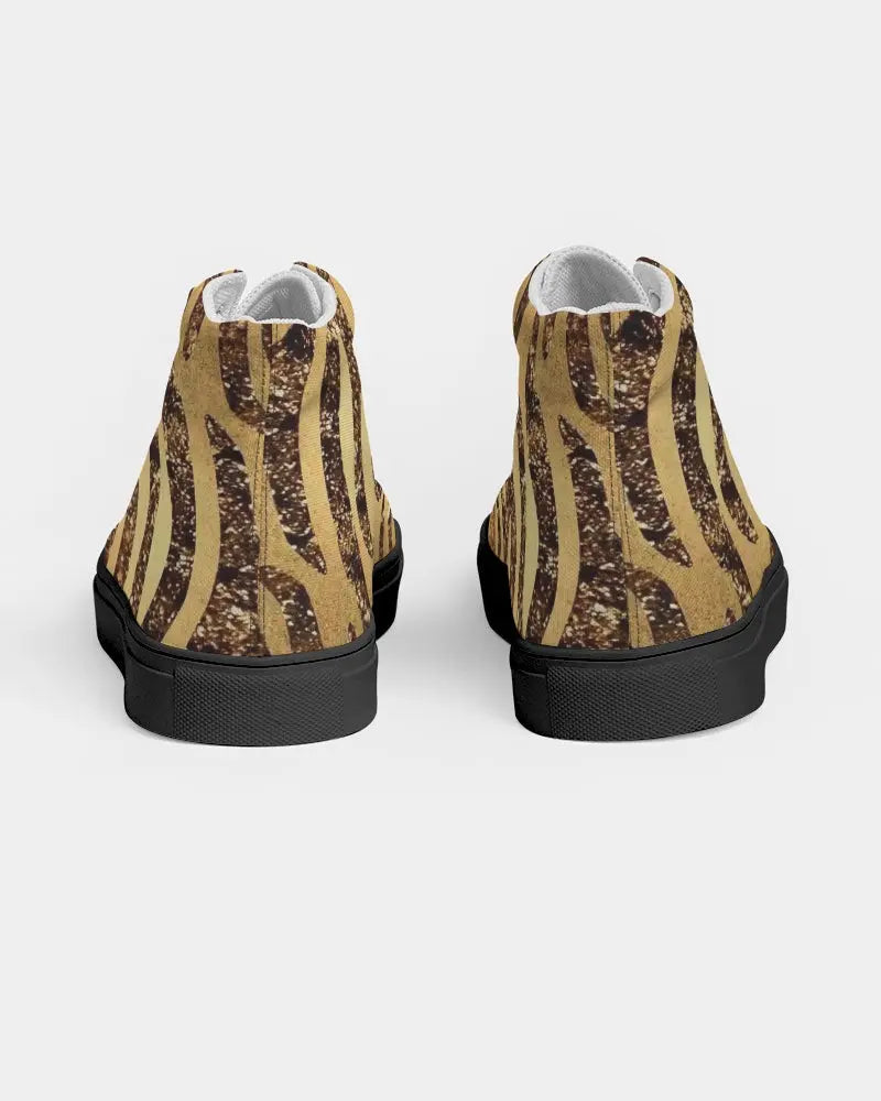 Golden Taz Women's Hightop Canvas Shoe - Black - IAKAM