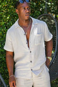 Men's Full Size Button Up Short Sleeve Shirt and Shorts Plus Size