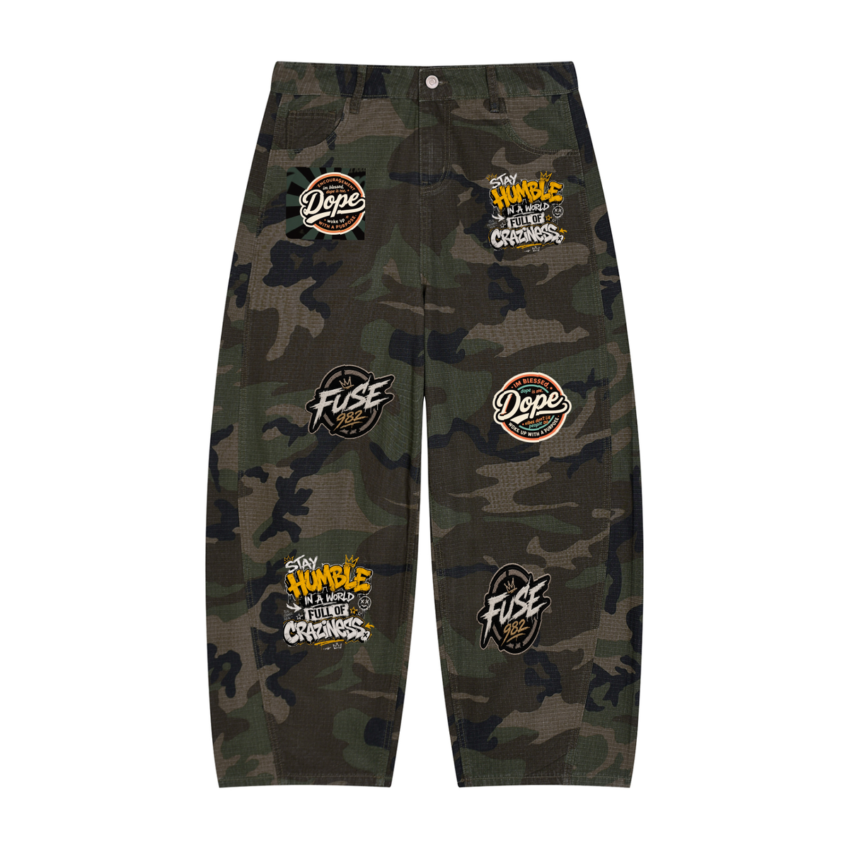 Fuse982 Men’s Camo Barrel Leg Cargo Pants