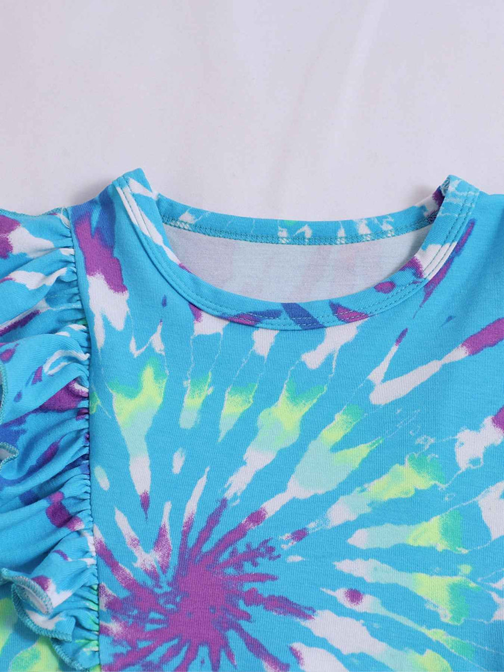 Children's Tie-Dye Ruffle Sleeve Dress