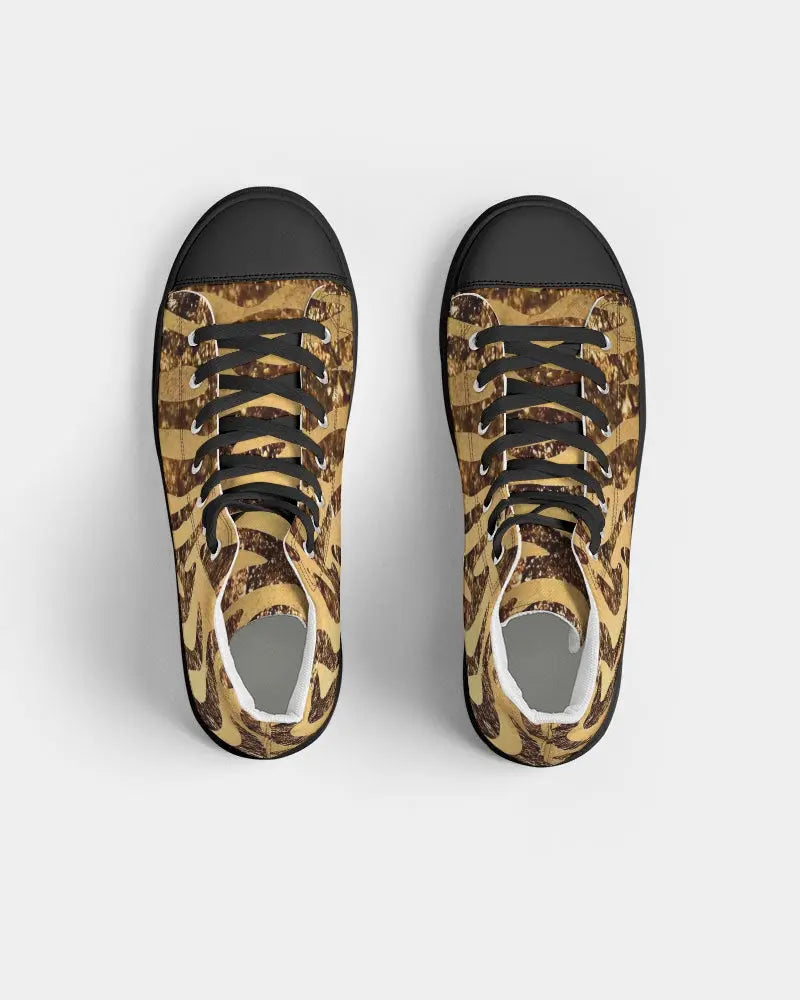Golden Taz Women's Hightop Canvas Shoe - Black - IAKAM