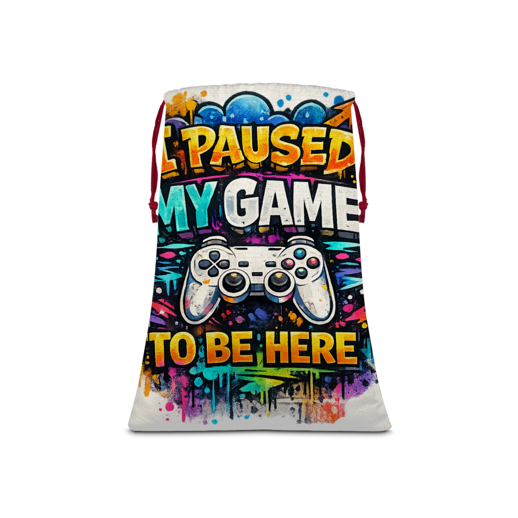 I paused my game Sublimation Linen Drawstring Sack