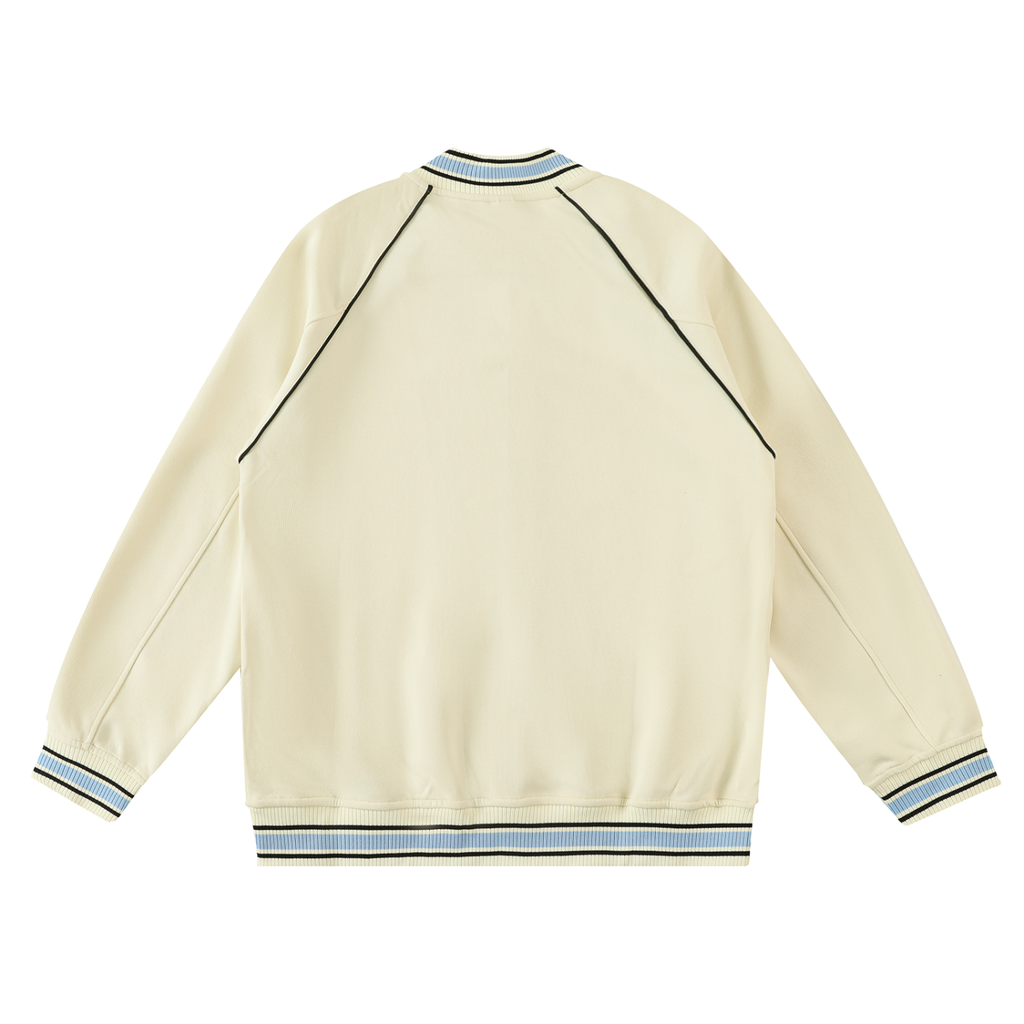 Contrast Trim Raglan Varsity Jacket