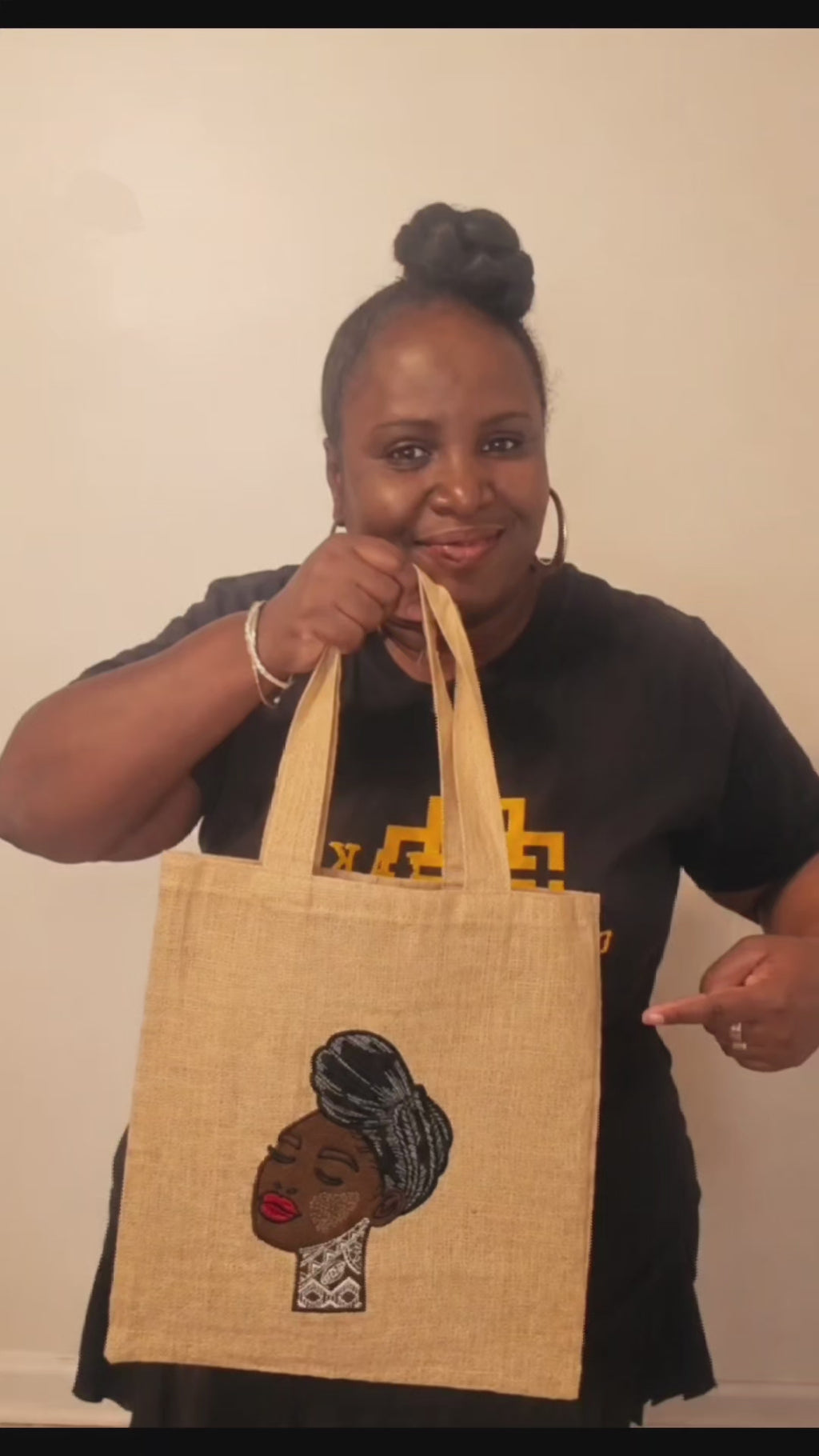 Nina Burlap Embroidered Tote Bag | Handmade in the USA | Milady Creates Inc.