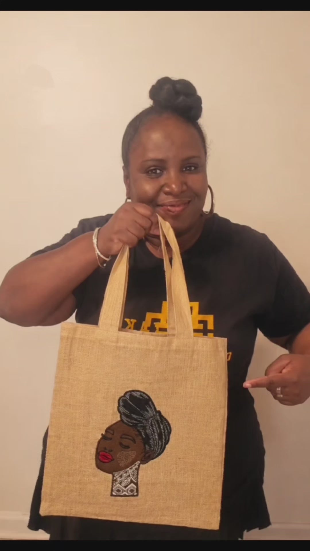 Nina Burlap Embroidered Tote Bag | Handmade in the USA | Milady Creates Inc.