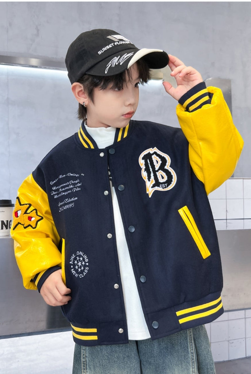 Casual Varsity Jacket For Kids Street-style Sport