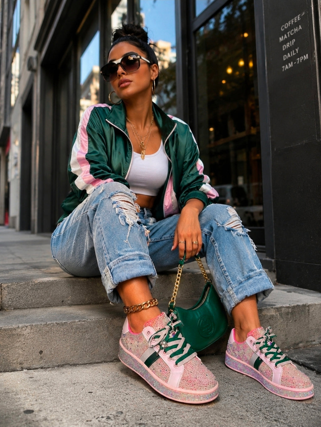 Rhinestone Round Toe Sneakers