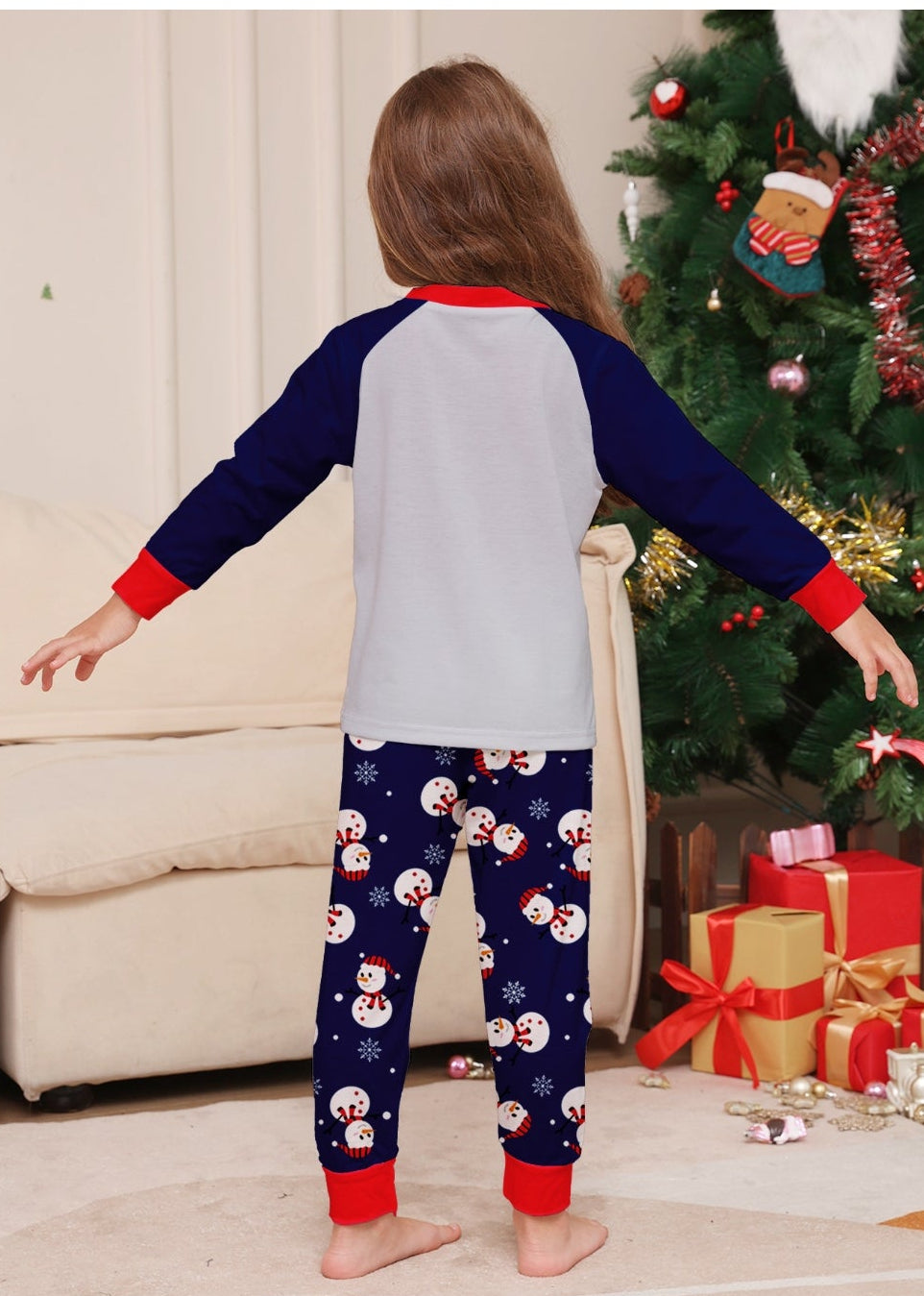 Snowman Christmas Pajamas for Family | Cartoon Parent-Child Printed Homewear