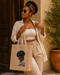 Shameeka Burlap Embroidered Tote Bag – Handmade in the USA by Milady Creates Inc.