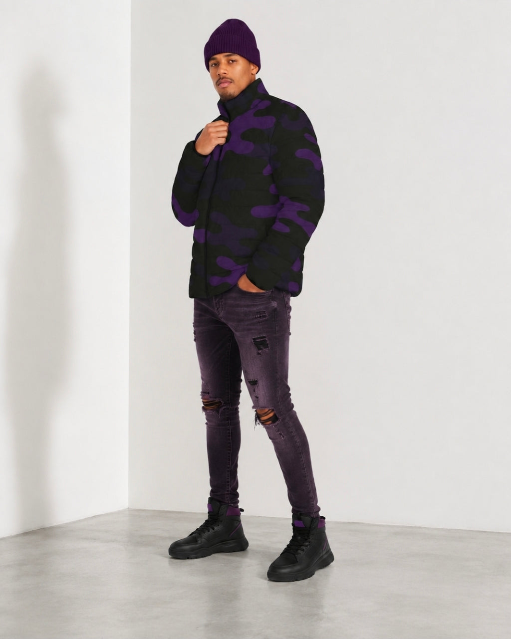 Men's Purple Camo Puffer Jacket product image