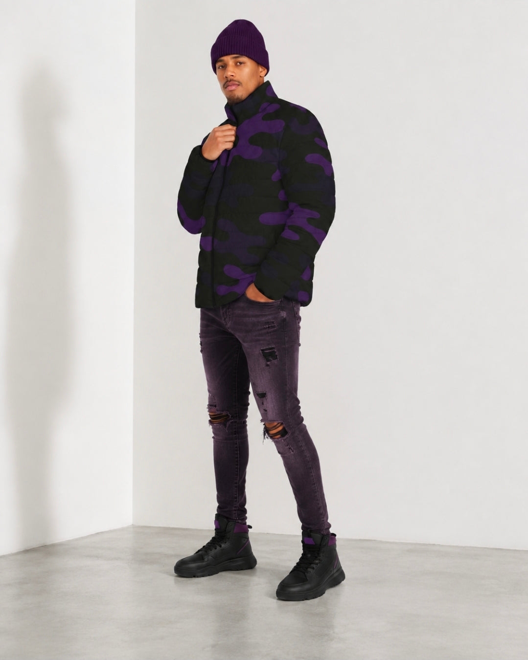Men's Purple Camo Puffer Jacket product image