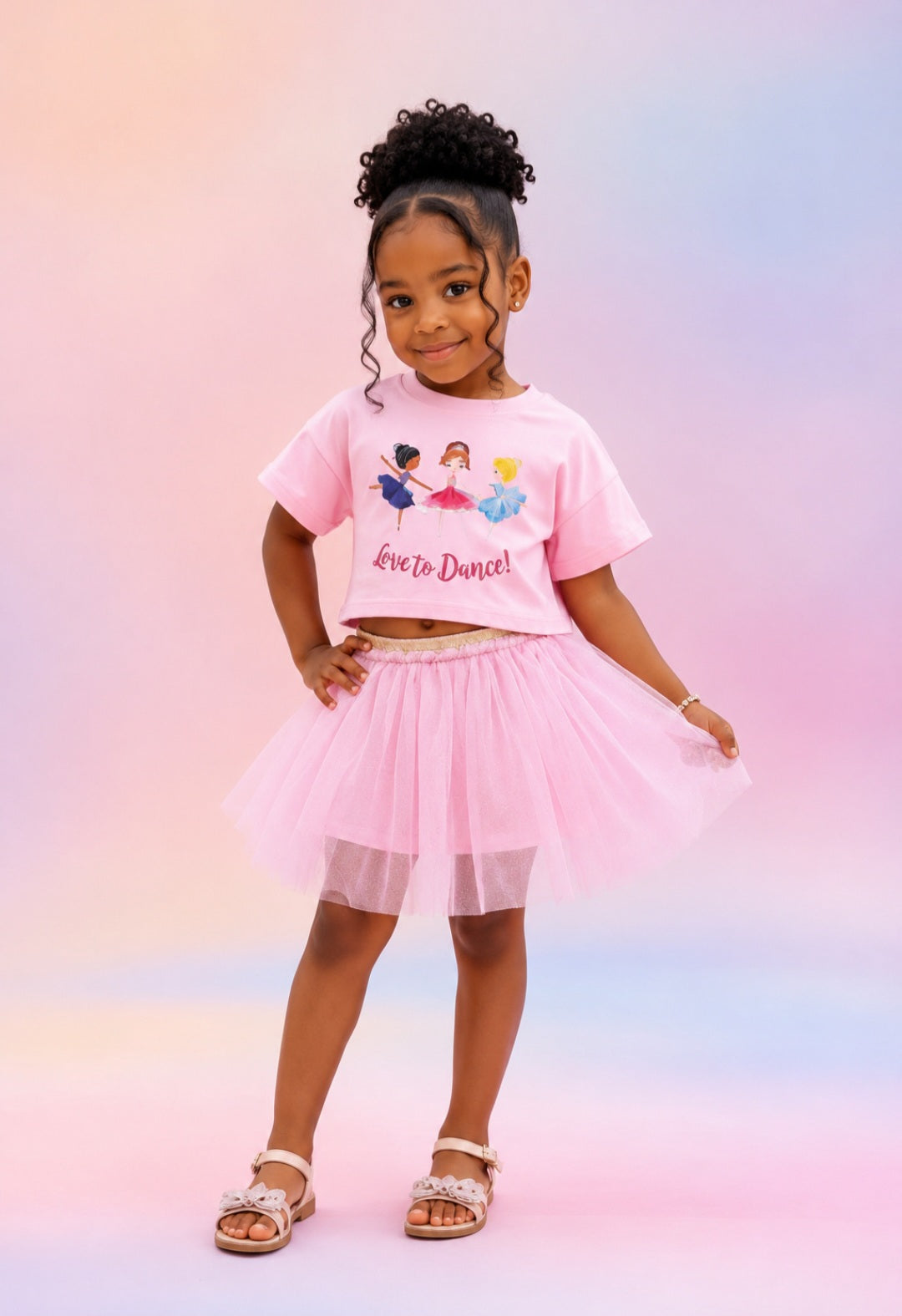 Children's Graphic T-Shirt and Skirt Set