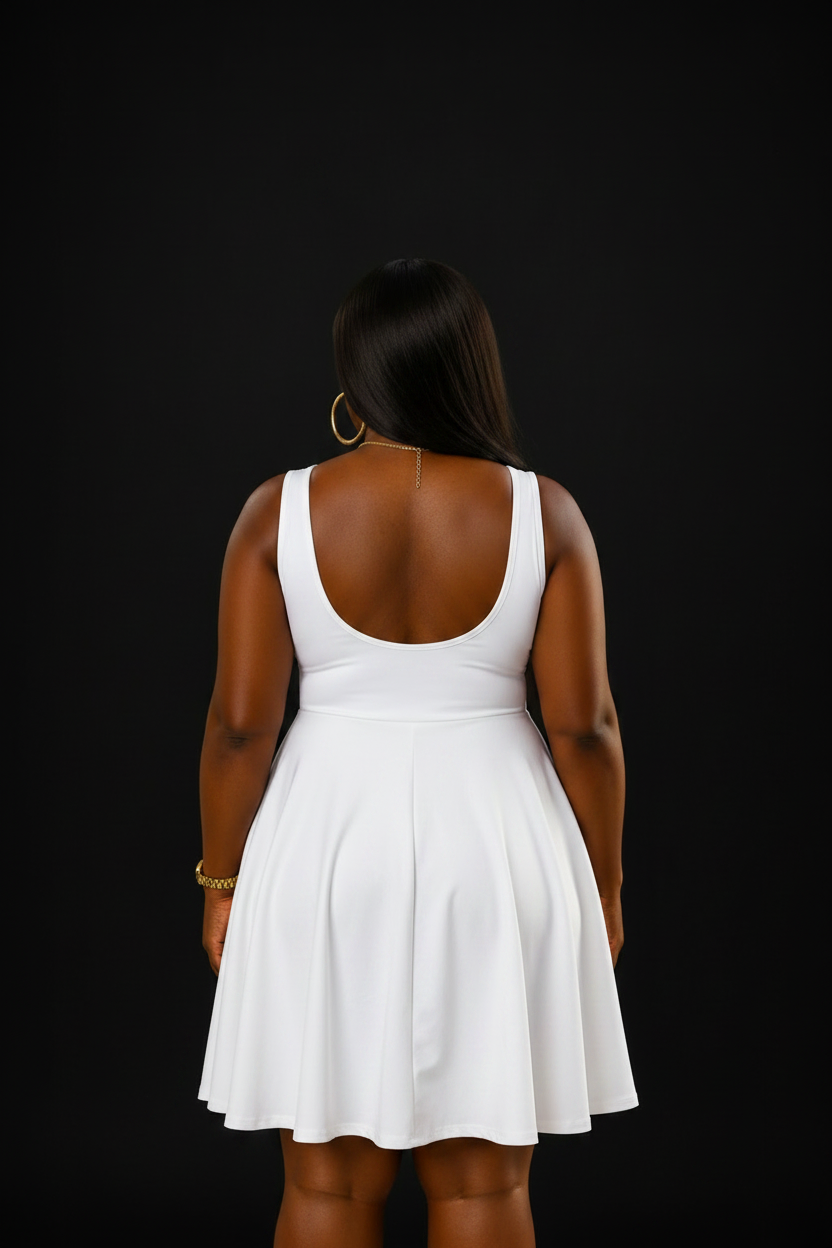 Elevate or Fade Skater Dress - Bold Retro Graphic for a Stylish Statement