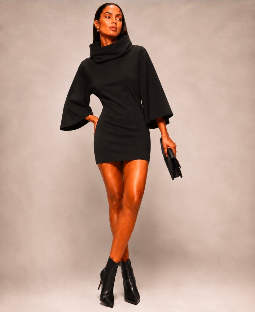 Women’s Turtleneck Batwing T-Shirt Dress