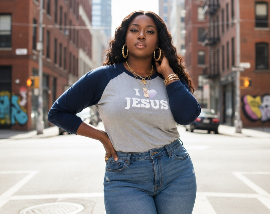 I love Jesus Raglan Shirt - Premium Long Sleeve Tee for Faithful Wear
