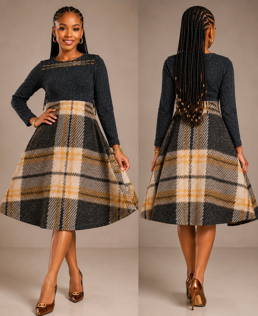 Women's Denim Plaid Dance Dress - Stylish and Comfortable Outfit for Every Occasion