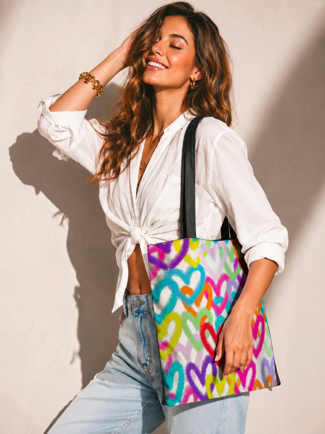 Heartful Canvas Zip Tote