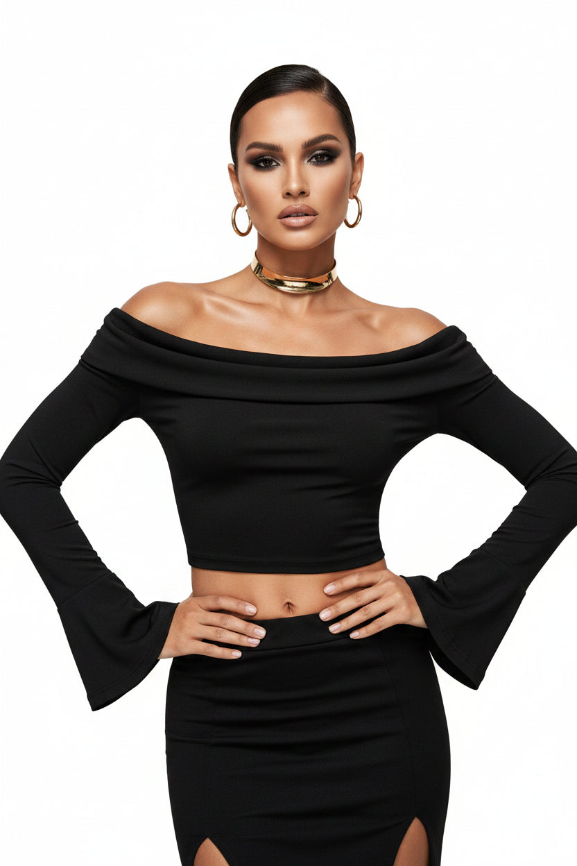 Elevate Your Look with the IAKAM Women's Off-the-Shoulder Crop T-Shirt