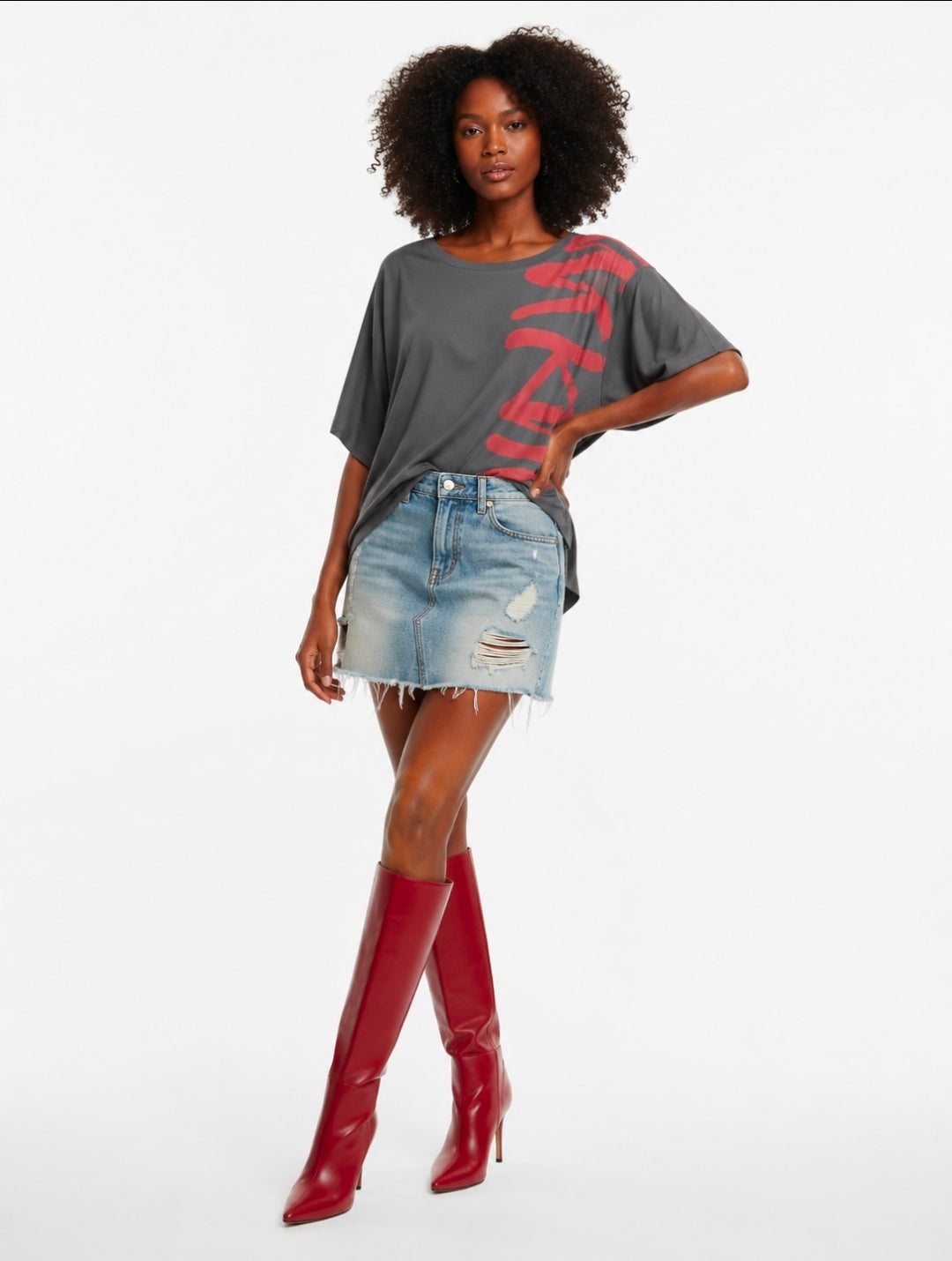 IAKAM RED Batwing Top – Stylish and Comfortable Women's Fashion