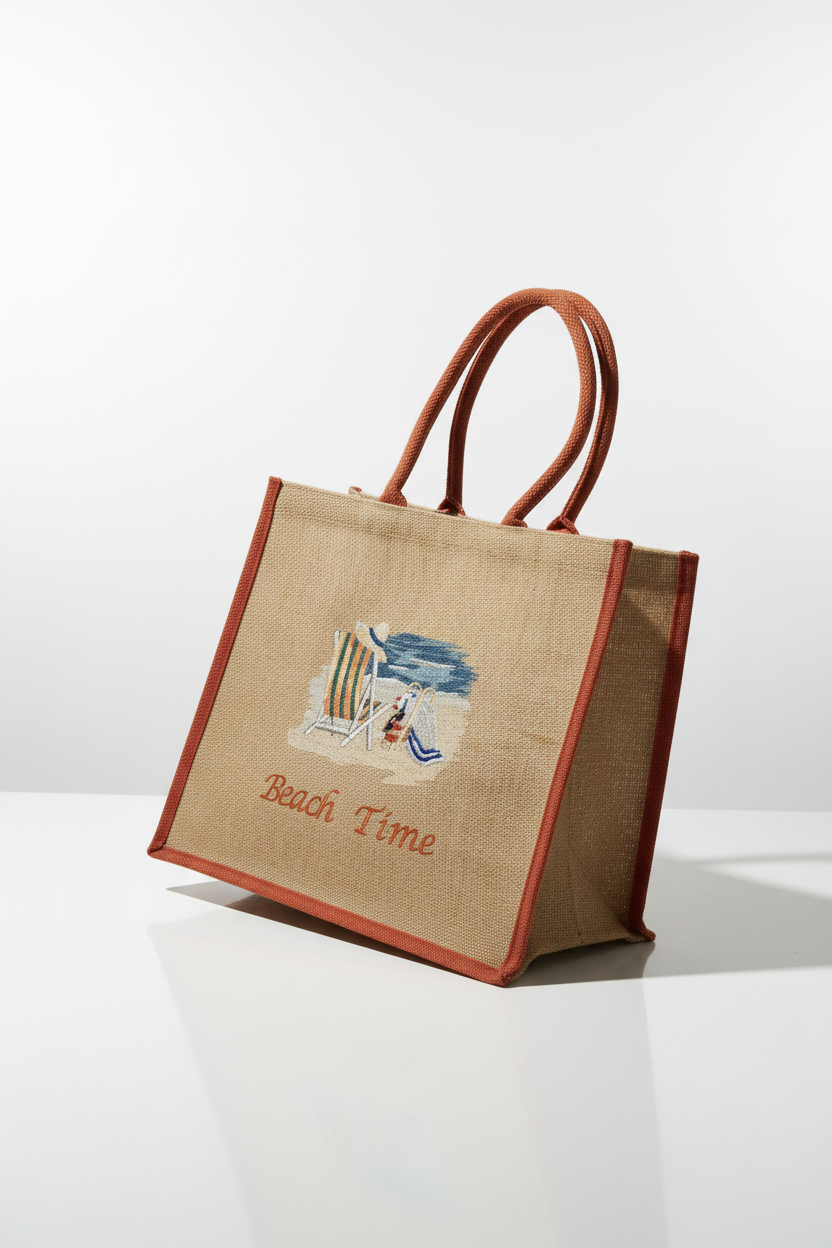 Milady Creates Burlap Beach Bags Embroidered
