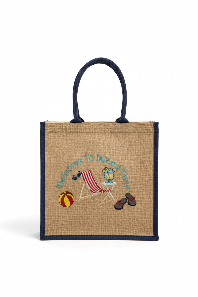 Milady Creates Burlap Beach Bags Embroidered
