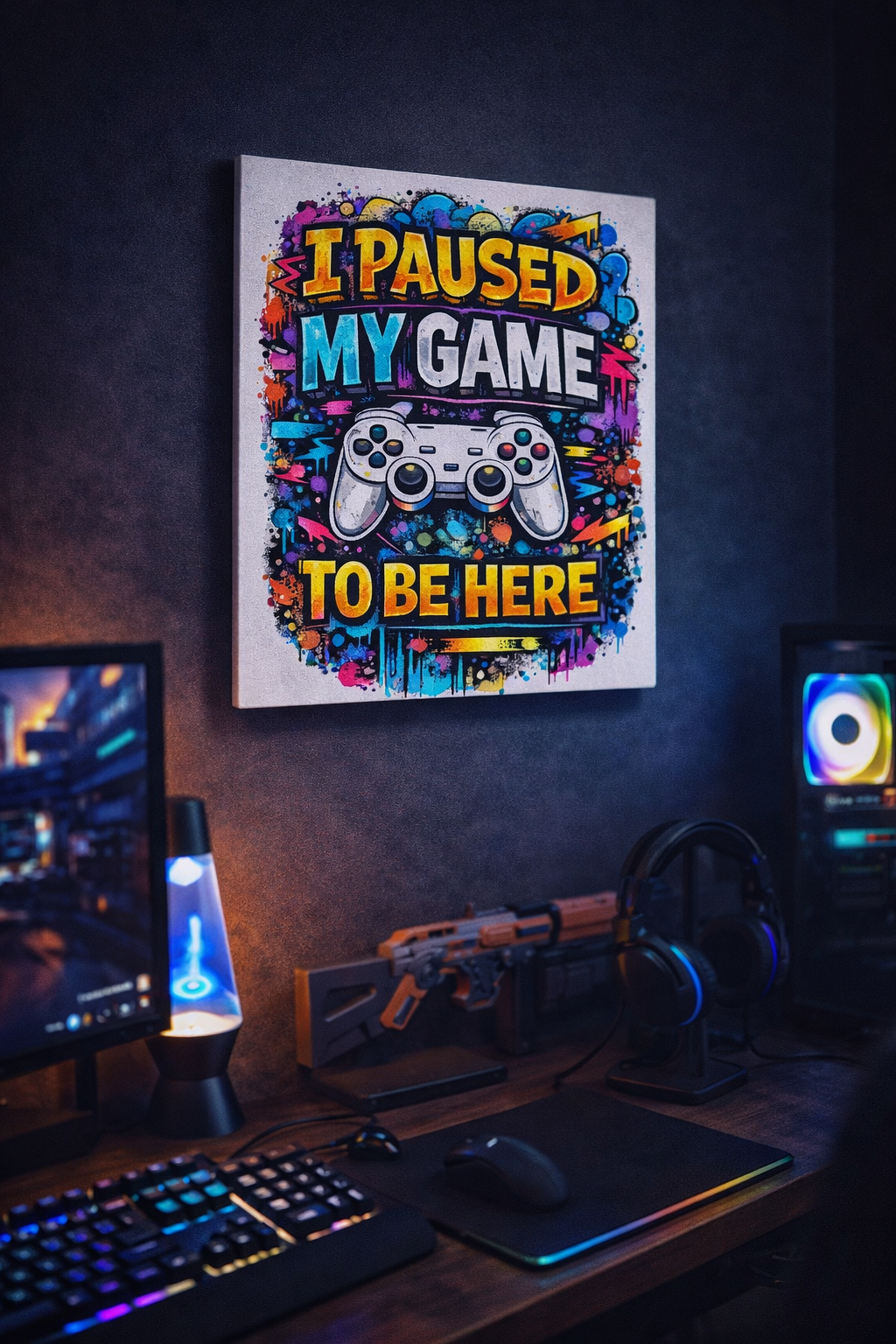 I paused my game Wall Art - Premium Stretched Canvas for Gamers