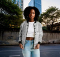 Vintage White Women's Bomber Jacket - IAKAM