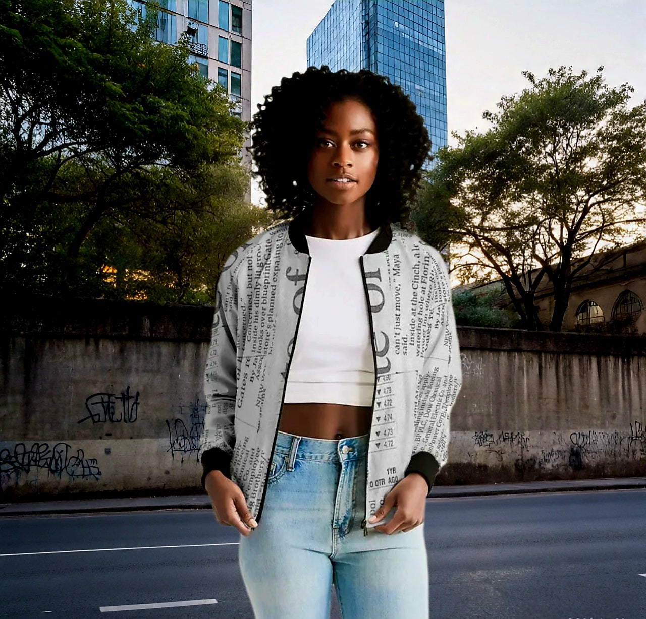 Vintage White Women's Bomber Jacket