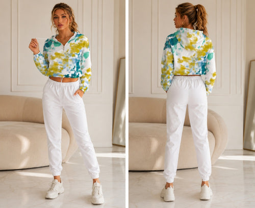 Abstract Women's Cropped Windbreaker