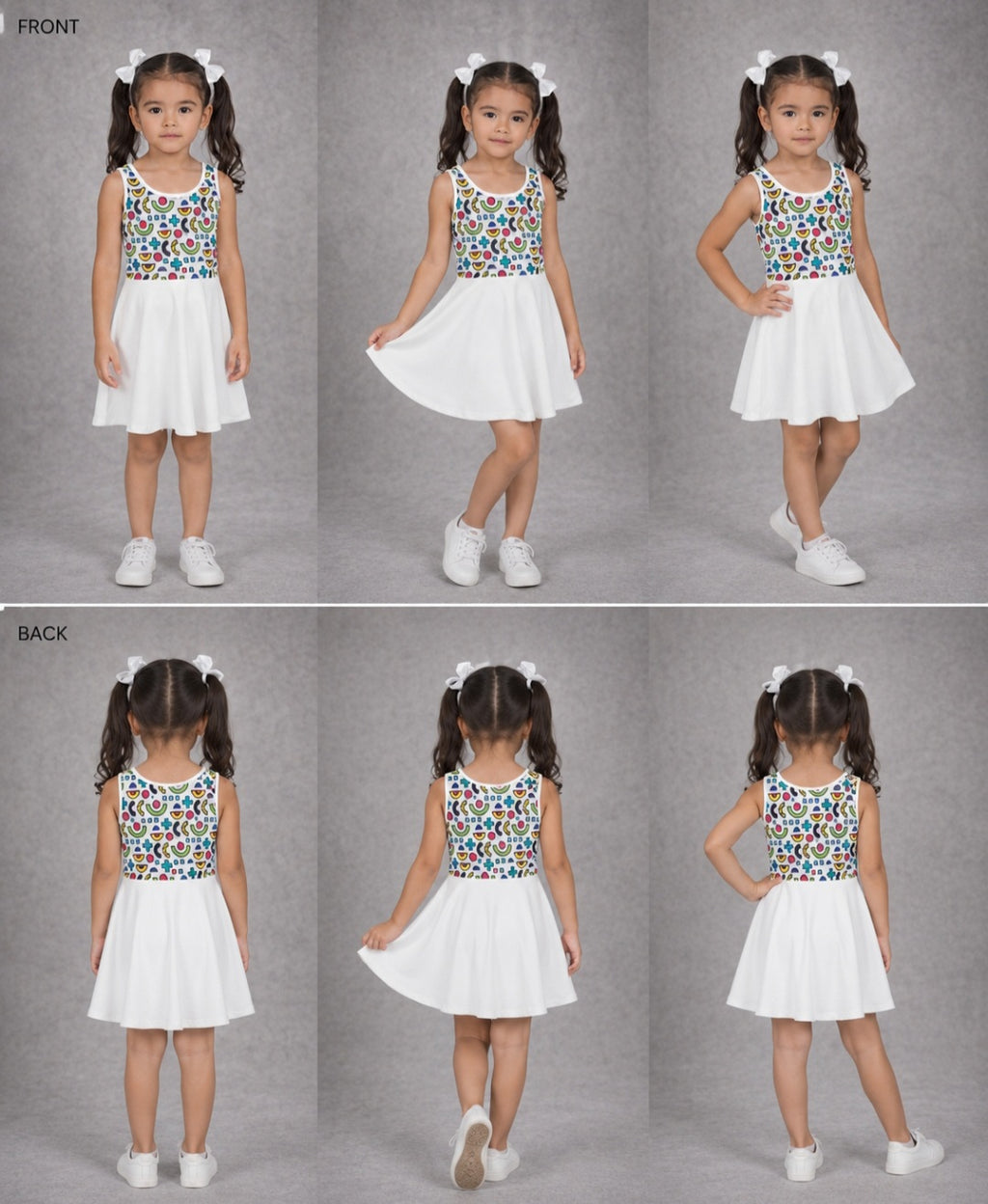Girls' Colorful Sundress with Geometric Print - Sleeveless Summer Dress