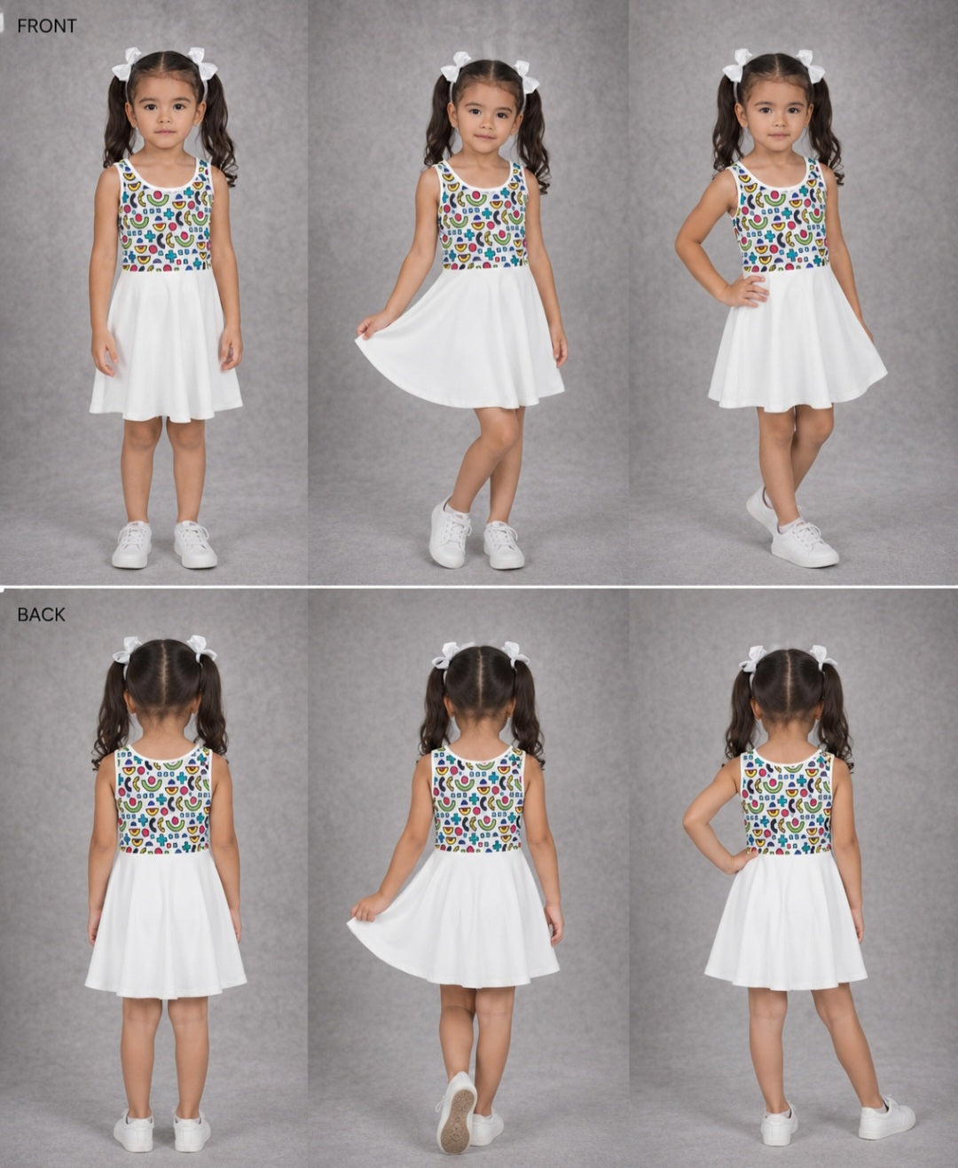 Girls' Colorful Sundress with Geometric Print - Sleeveless Summer Dress