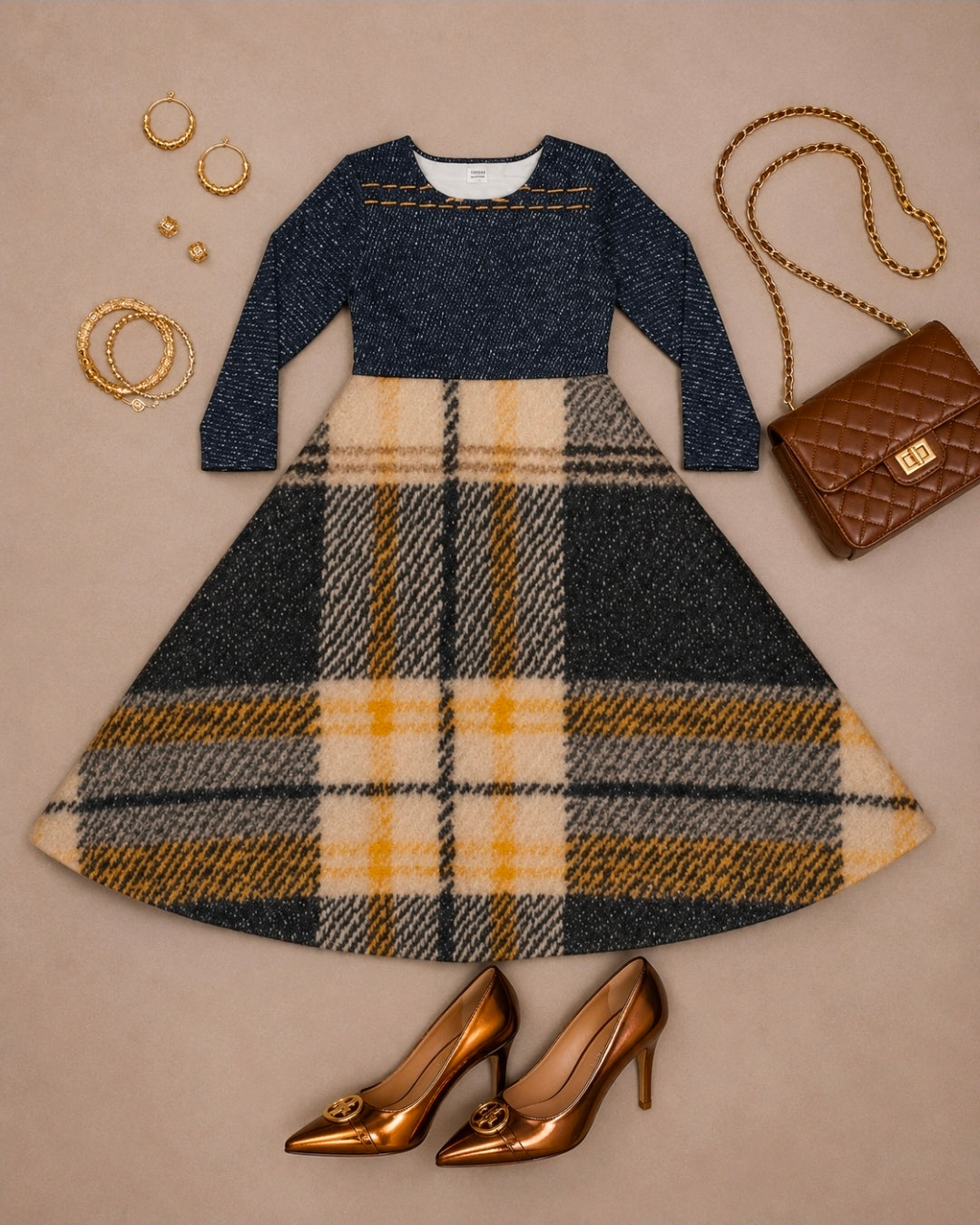 Women's Denim Plaid Dance Dress - Stylish and Comfortable Outfit for Every Occasion