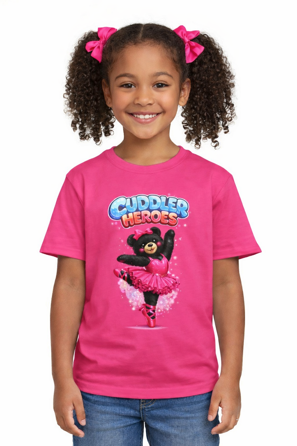Cuddler Heroes Heavy Cotton Black Bear Ballerina Tee for Kids
