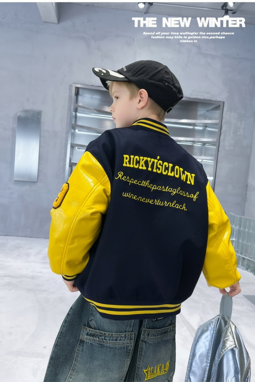 Casual Varsity Jacket For Kids Street-style Sport