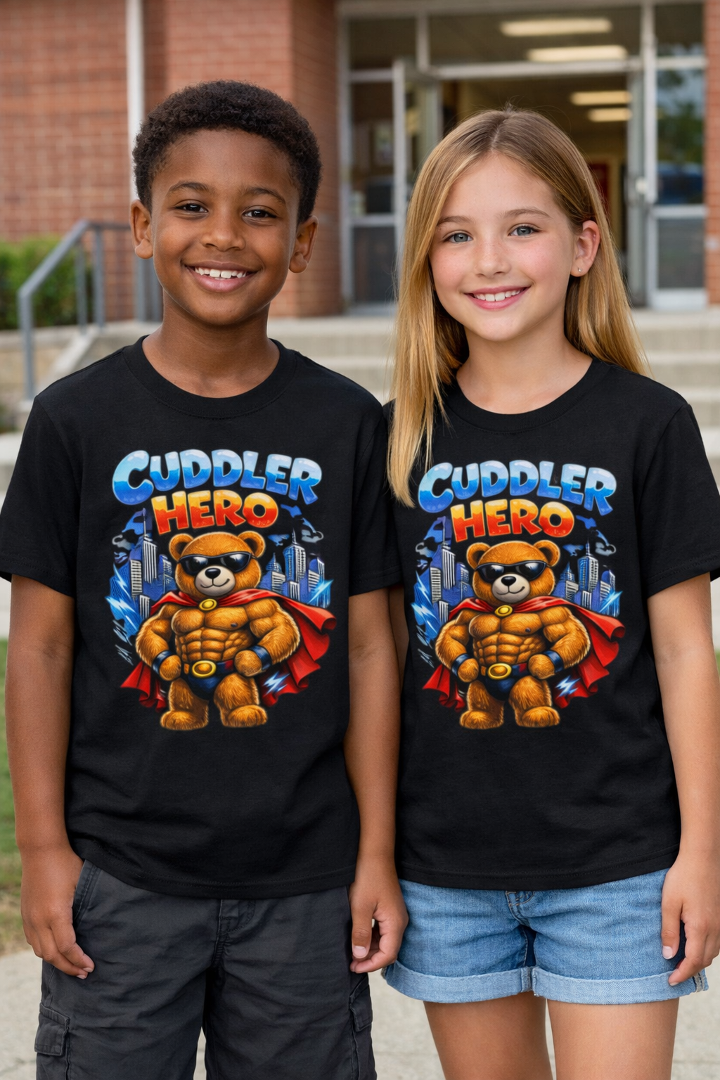 Kids Superhero Bear T-Shirt - Cuddler Hero Cute Tee for Toddlers & Kids