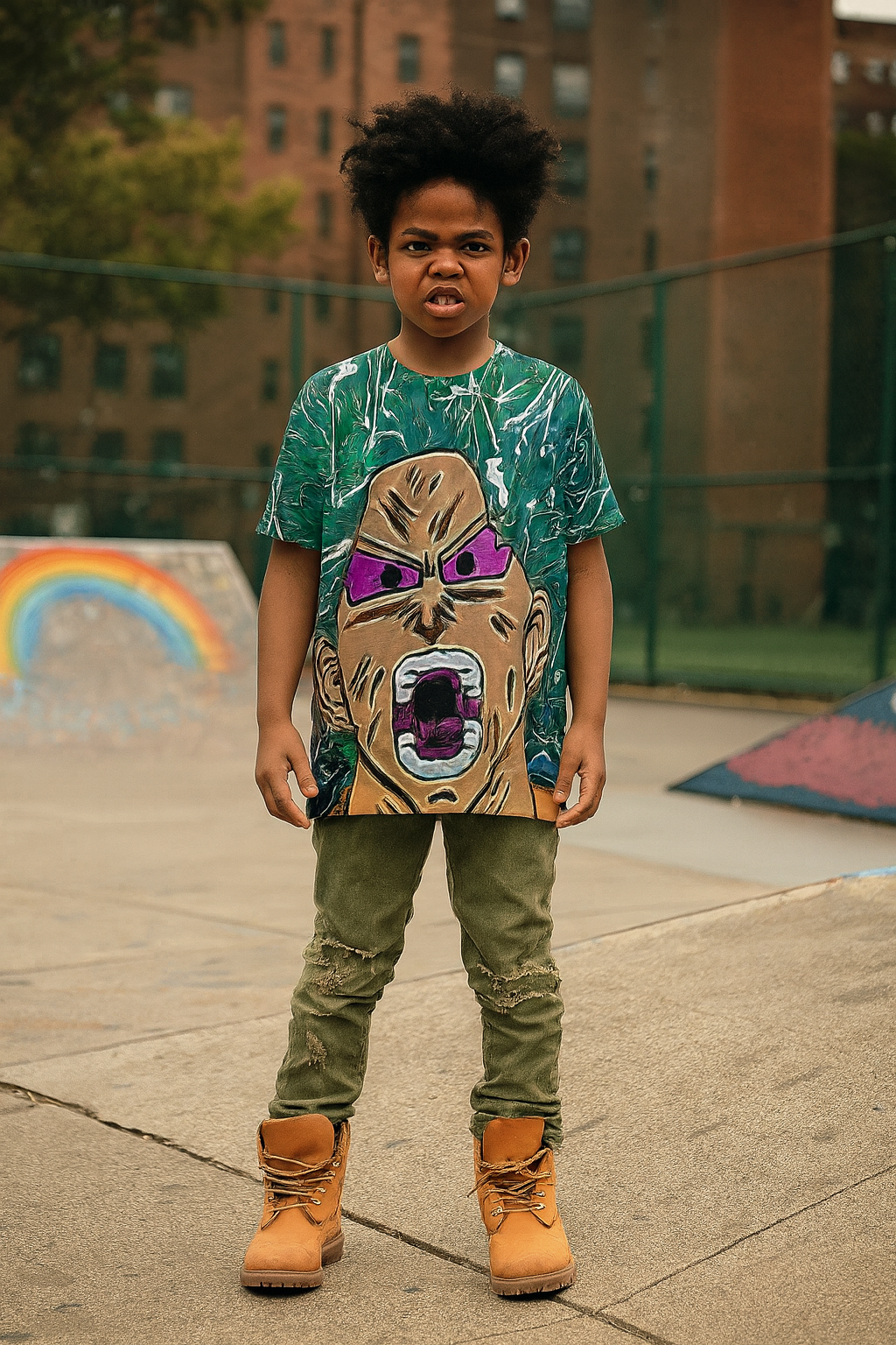 Green Saiyan Kids T-Shirt