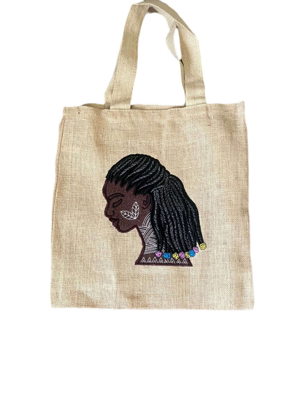 Michelle Burlap Embroidered Tote Bag – Handmade in the USA by Milady Creates Inc.
