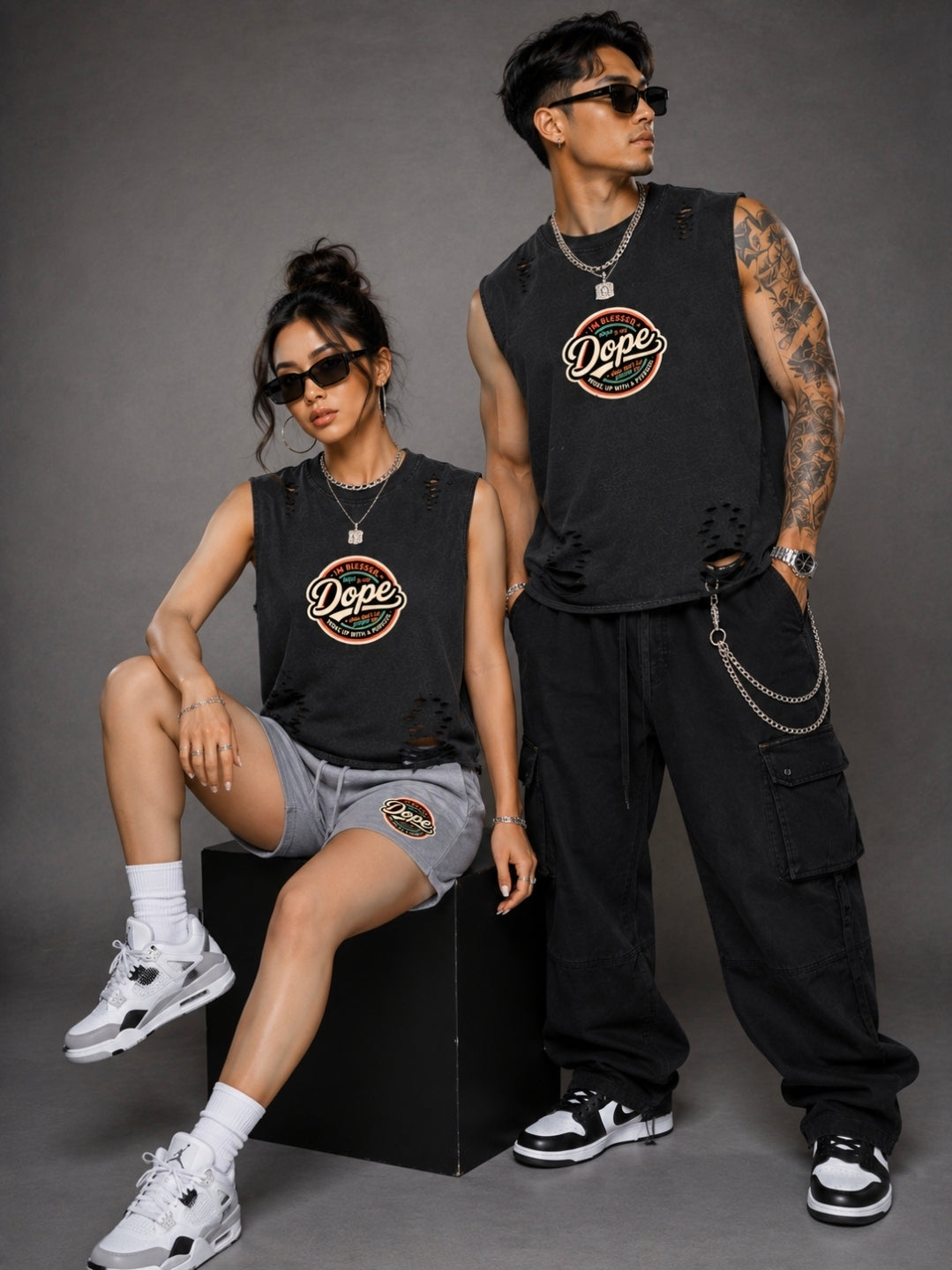 Dope Snow Washed Raw-Hem Tank Top