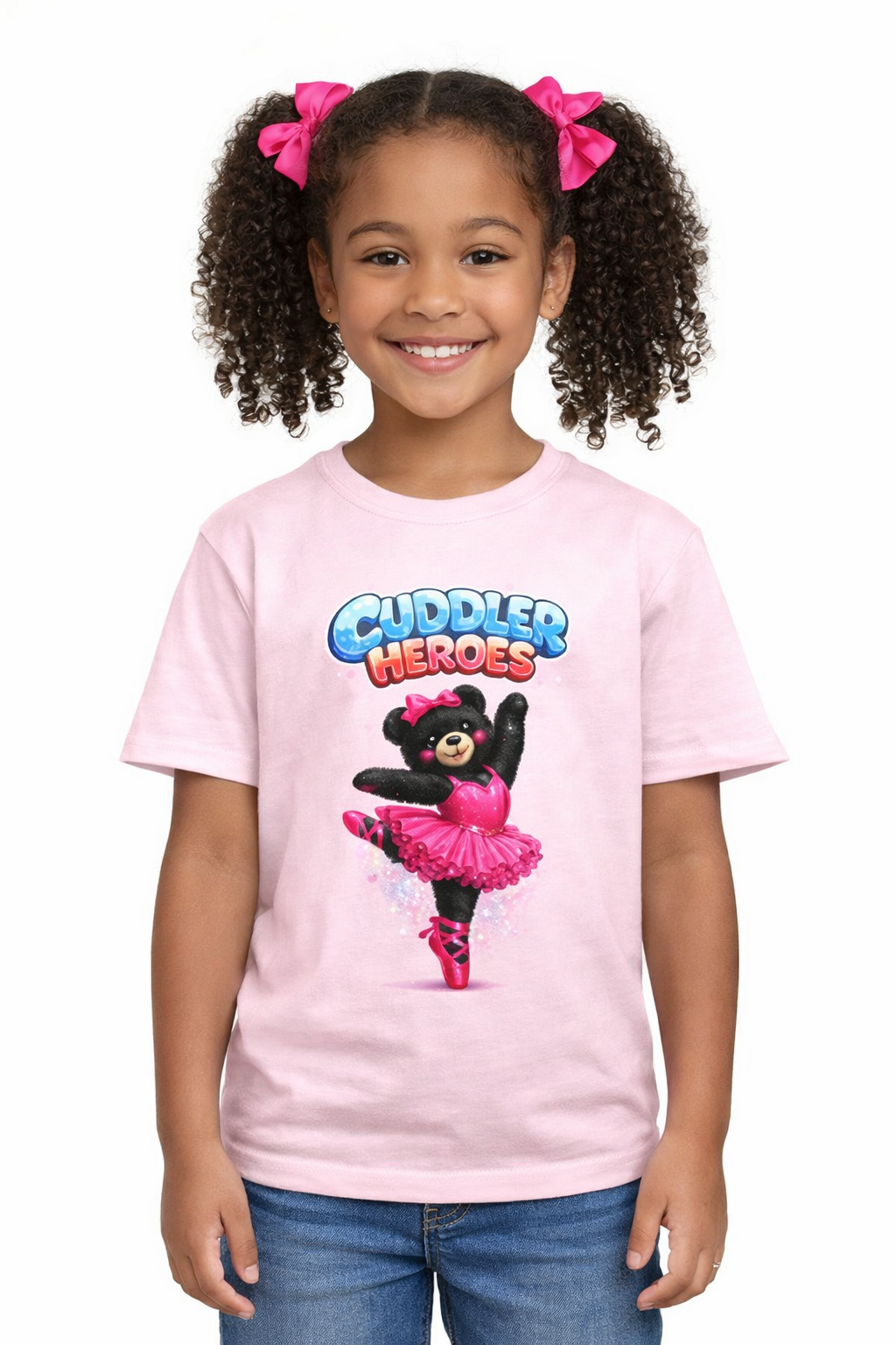 Cuddler Heroes Heavy Cotton Black Bear Ballerina Tee for Kids