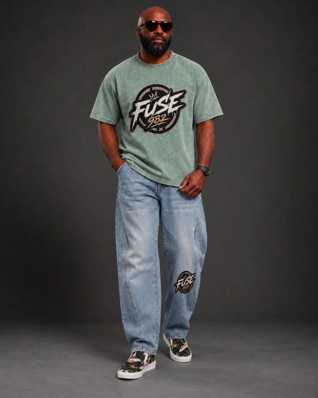 FUSE982 Men's Vintage Wash Barrel Leg Jeans