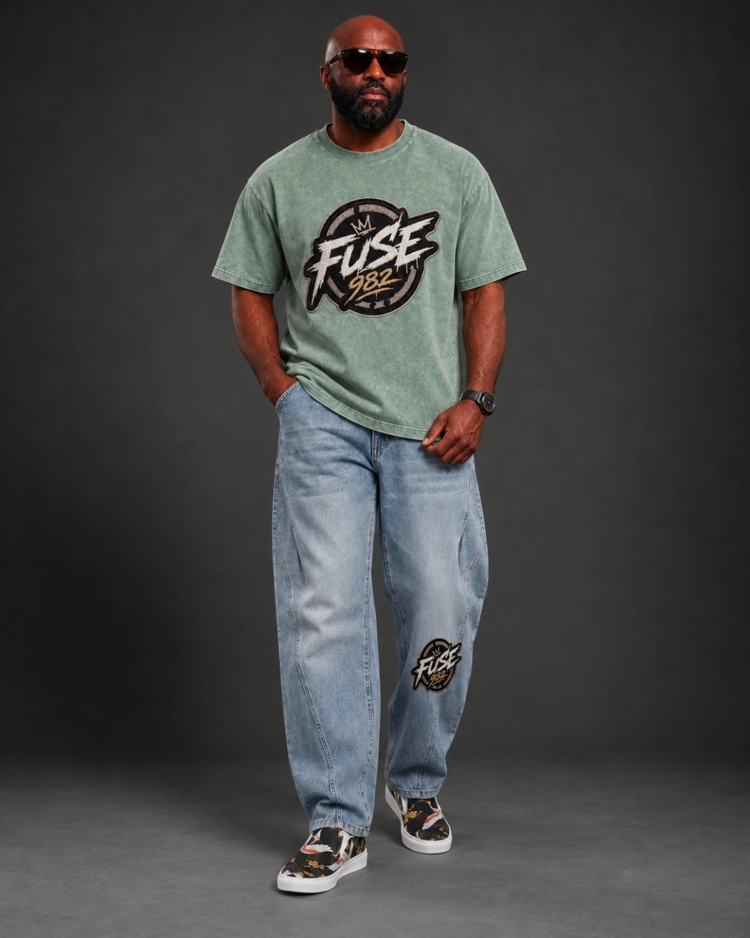 FUSE982 Men's Vintage Wash Barrel Leg Jeans