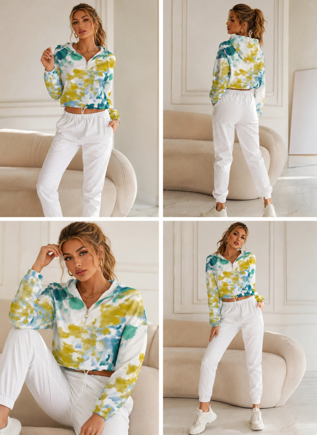 Abstract Women's Cropped Windbreaker