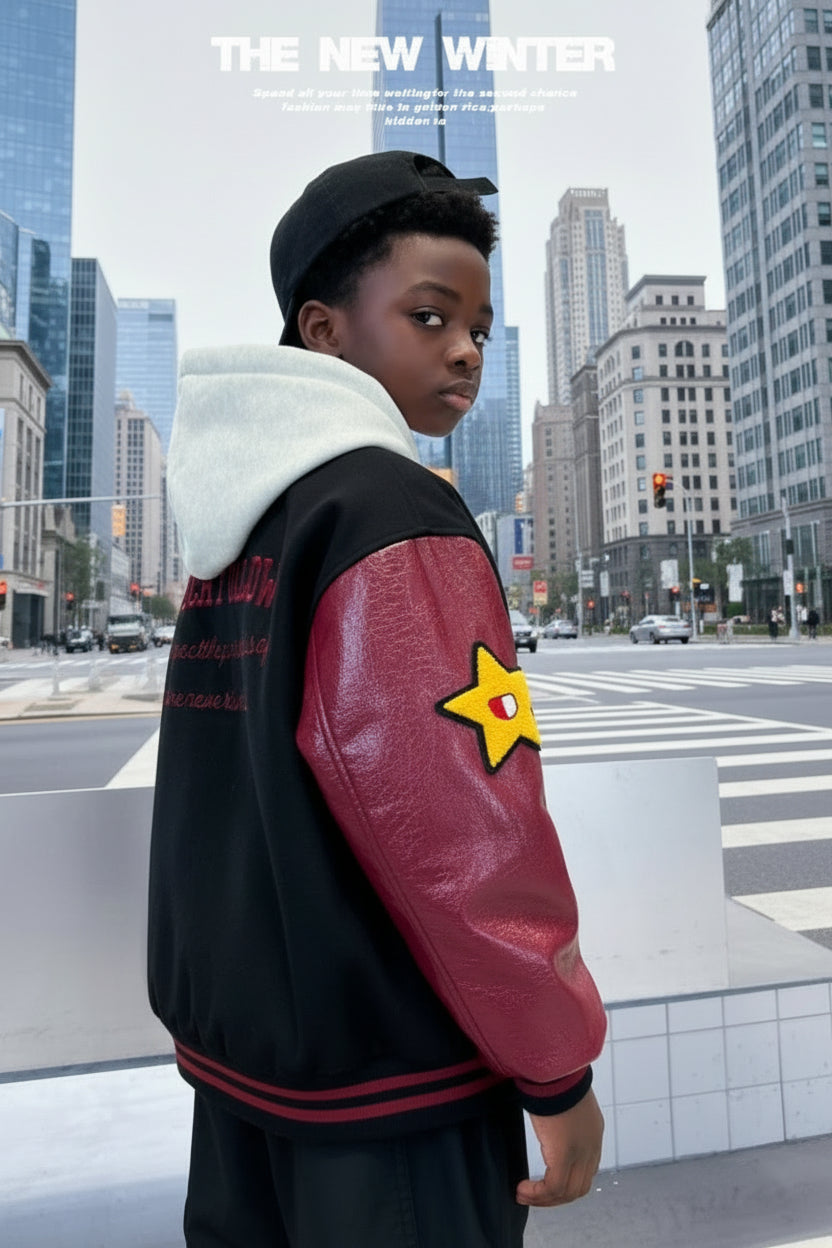 Casual Varsity Jacket For Kids Street-style Sport