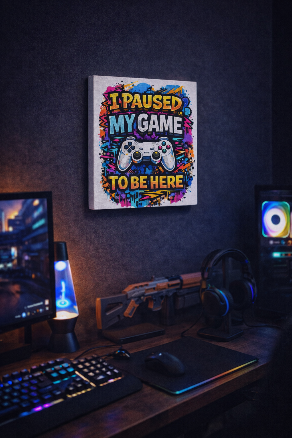 I paused my game Wall Art - Premium Stretched Canvas for Gamers
