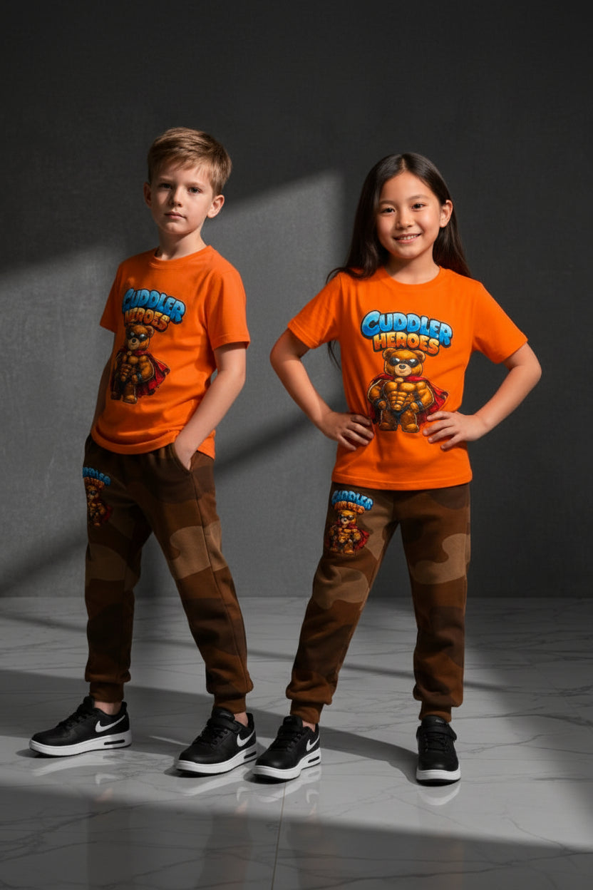 Camo Youth Joggers — "Cuddles Heroes" Character Sweatpants for Kids