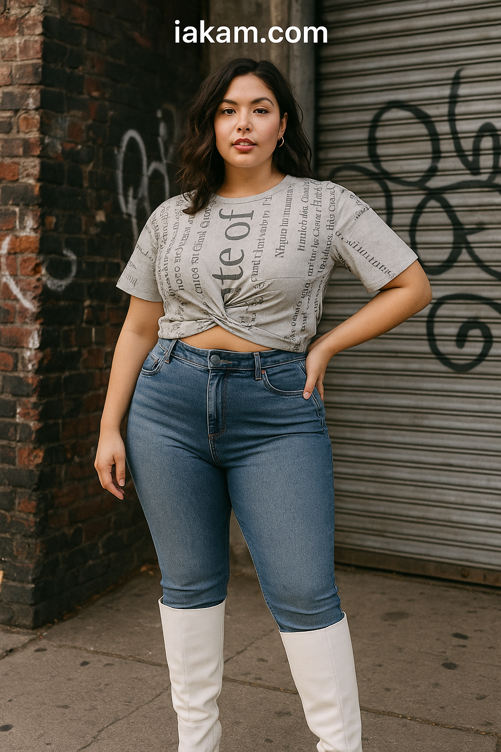 Vintage White Women's Twist-Front Cropped Tee