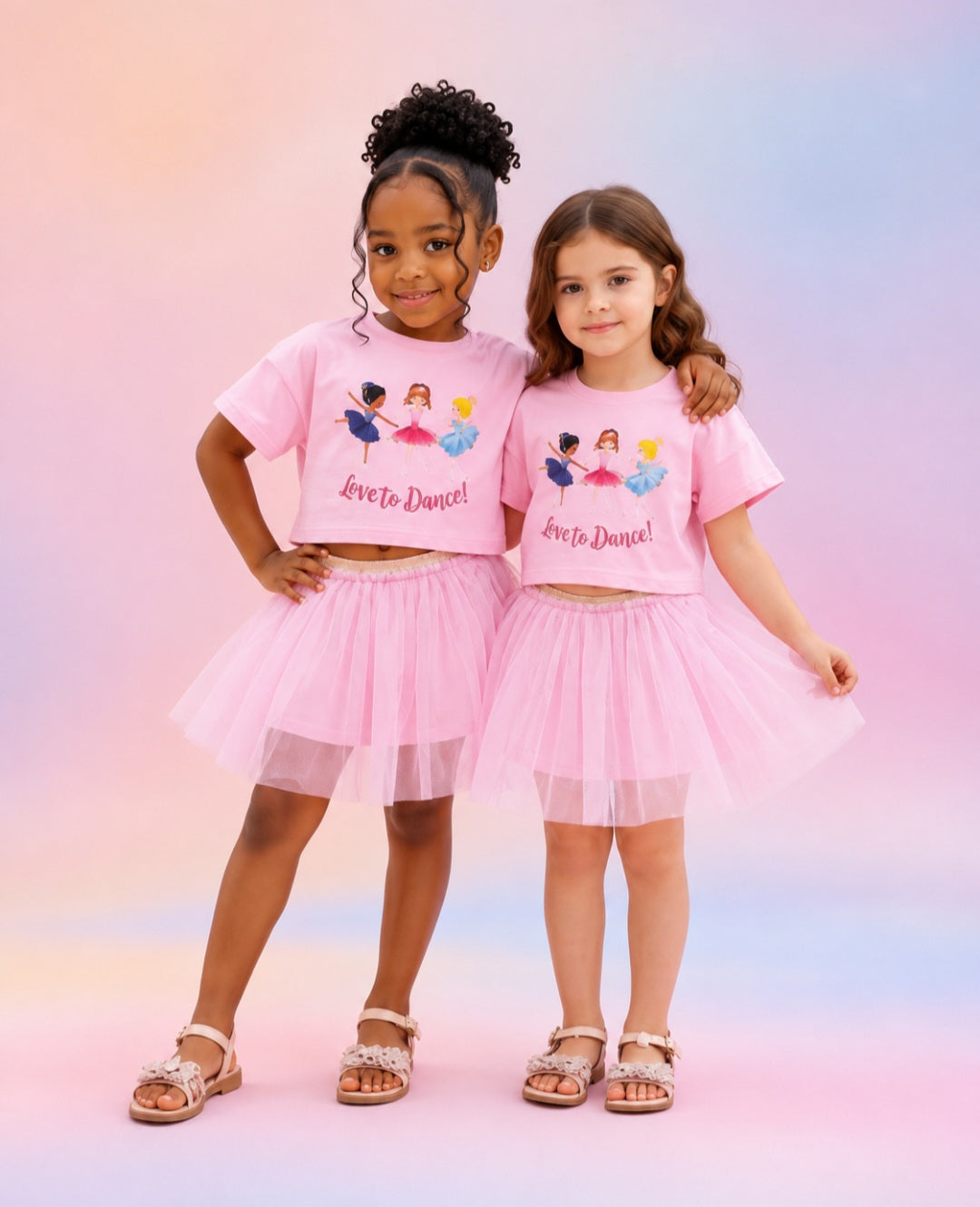 Children's Graphic T-Shirt and Skirt Set