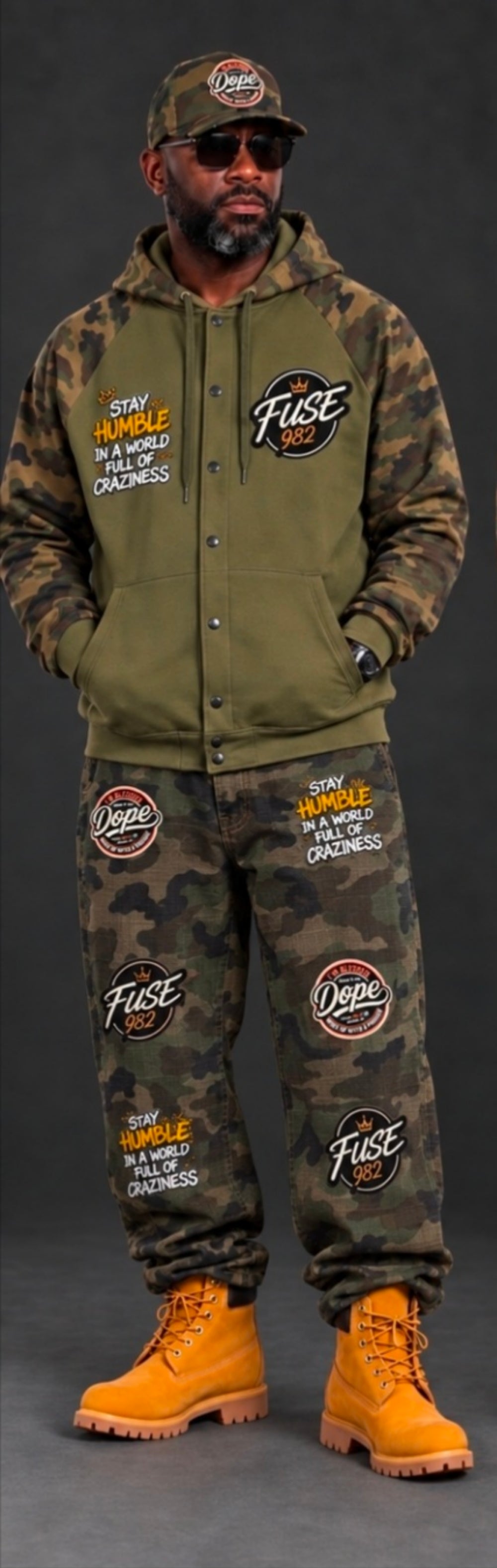Fuse982 Men’s Camo Barrel Leg Cargo Pants